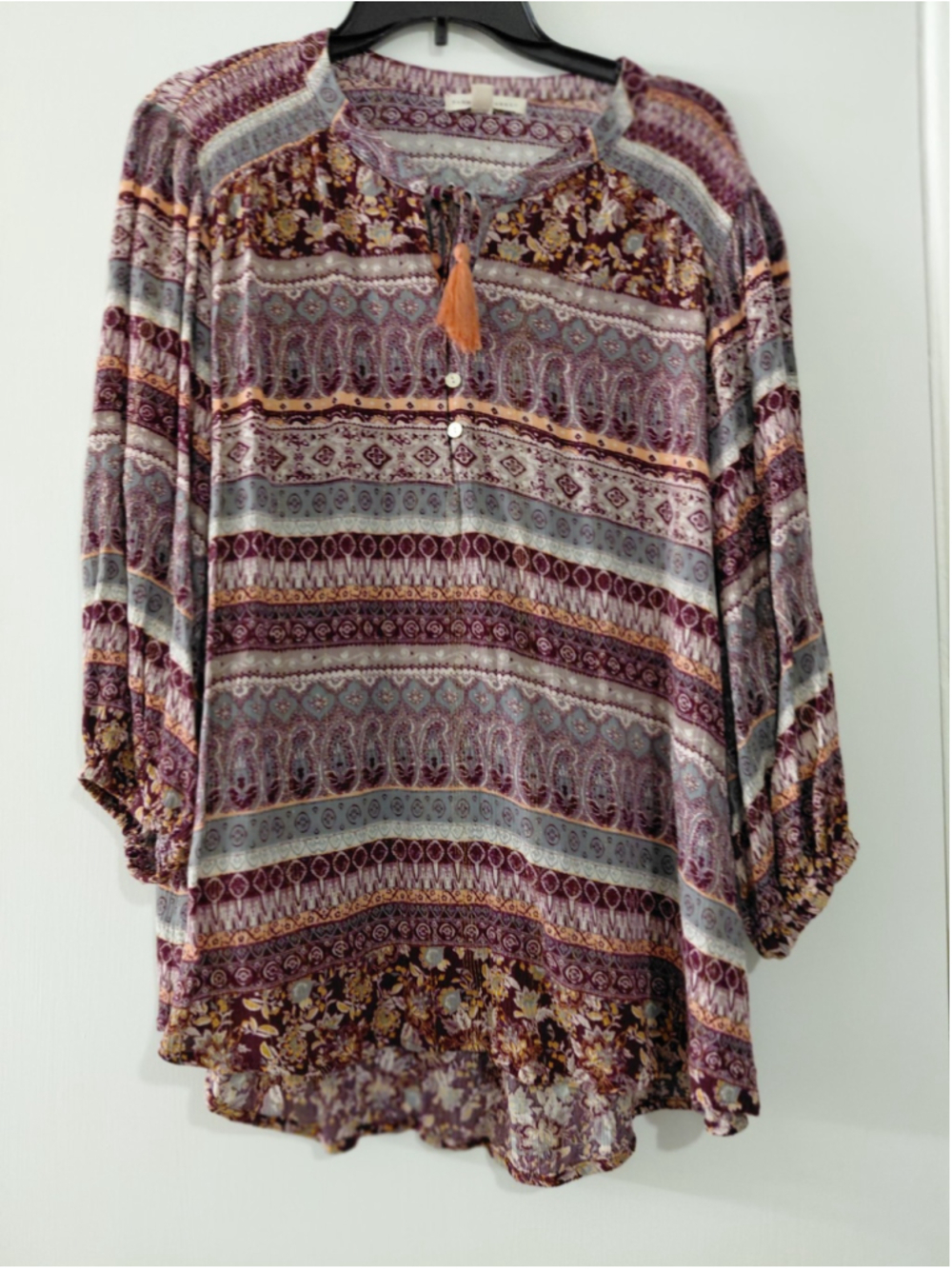 Women's Farmers Market Flowy Peasant Top Size 2XL Bohemian Hippie Cottagecore